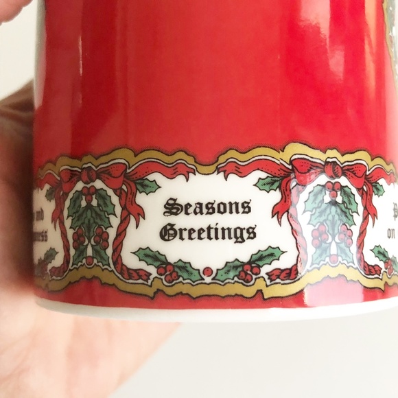 Halcyon Days "Christmas Wishes" English Fine Bone China Cup Holder Gold Rim - Picture 13 of 15